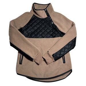 Abercrombie & Fitch Womens Asymmetric Snap Up Fleece Pullover Size XS Quilted